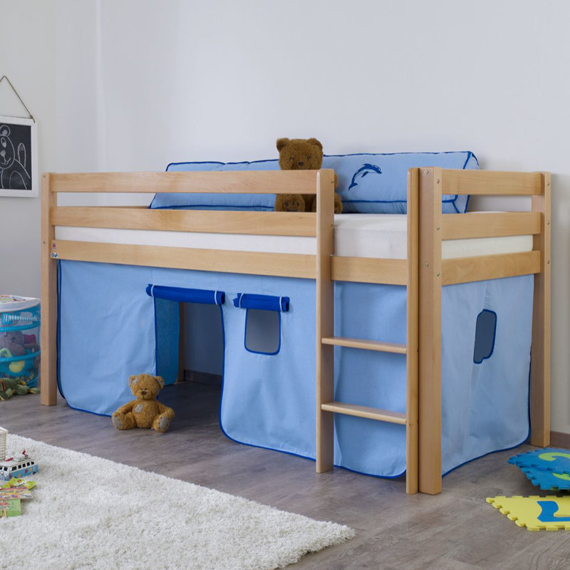 Zoomie Kids Giordano European Single Mid Sleeper Bed with Curtain Wayfair.co.uk